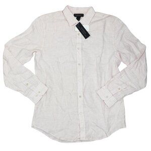 The Men's Store 100% Linen Pencil Stripe Long Sleeve Button Down Men's Shirt NWT